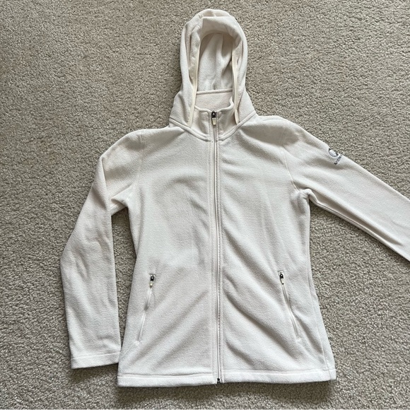 Merrell Women Fleece Jacket Coat Size Small Ivory Cream Hooded Outdoor Full Zip, - Picture 15 of 16